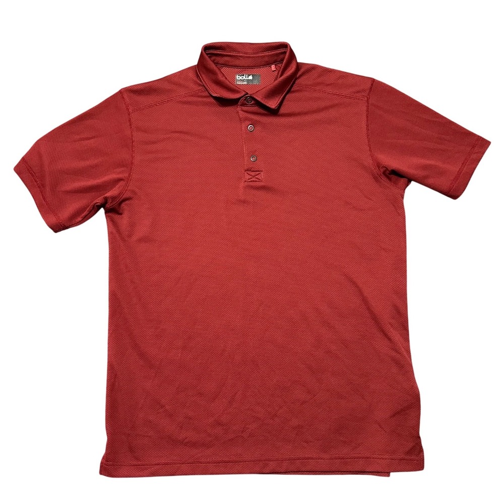 Bolle Golf Mens Performance Polo Shirt Medium Red Burgundy Short Sleeve Athletic